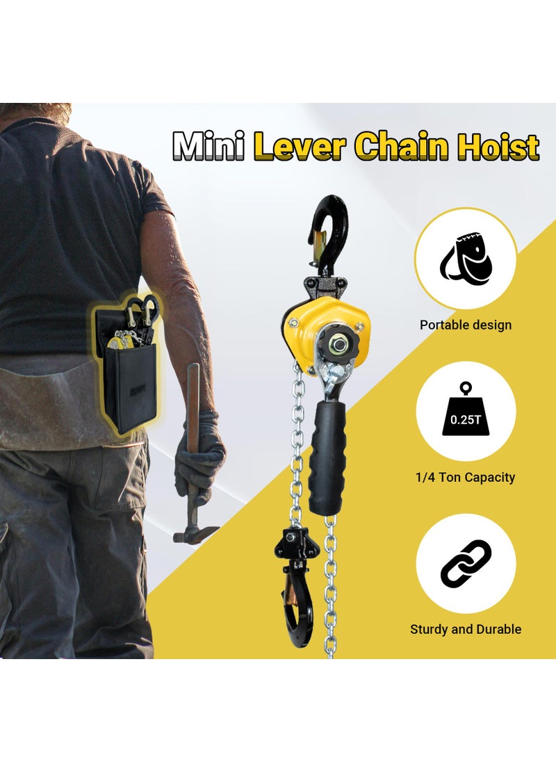 Toriexon Toriexon 550LBS Manual Lever Chain Hoist Mini Puller 1/4 Ton Capacity Portable Chain Come Along 5 Feet Lift G80 Chain Ratchet Lever Hoist with Hook  - Image 4