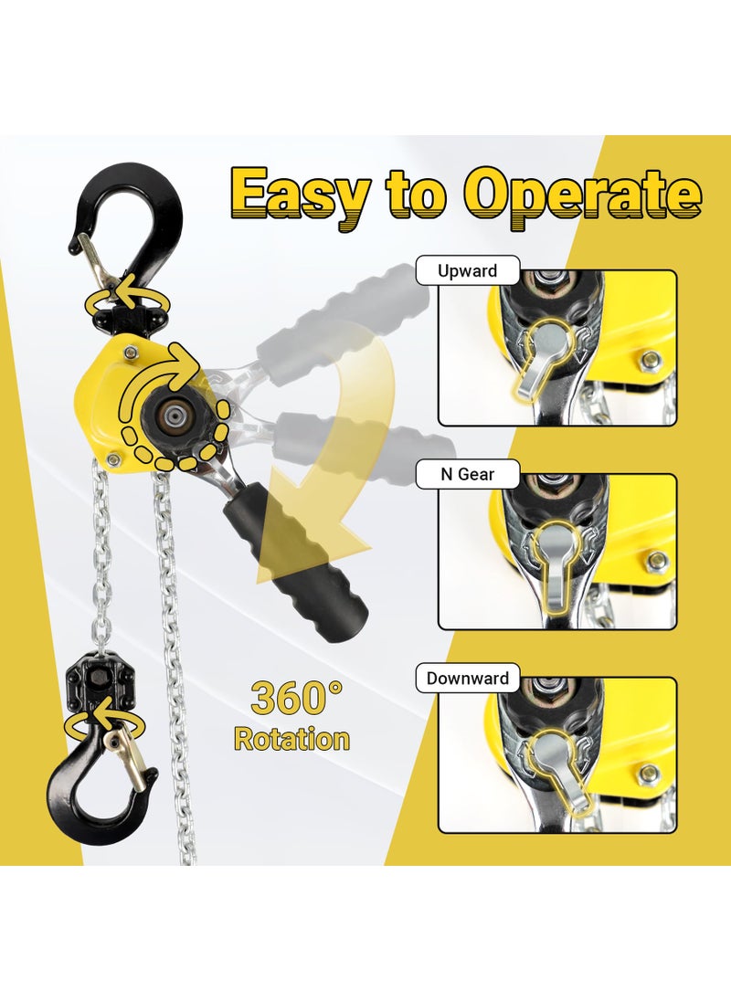 Toriexon Toriexon 550LBS Manual Lever Chain Hoist Mini Puller 1/4 Ton Capacity Portable Chain Come Along 5 Feet Lift G80 Chain Ratchet Lever Hoist with Hook  - Image 5