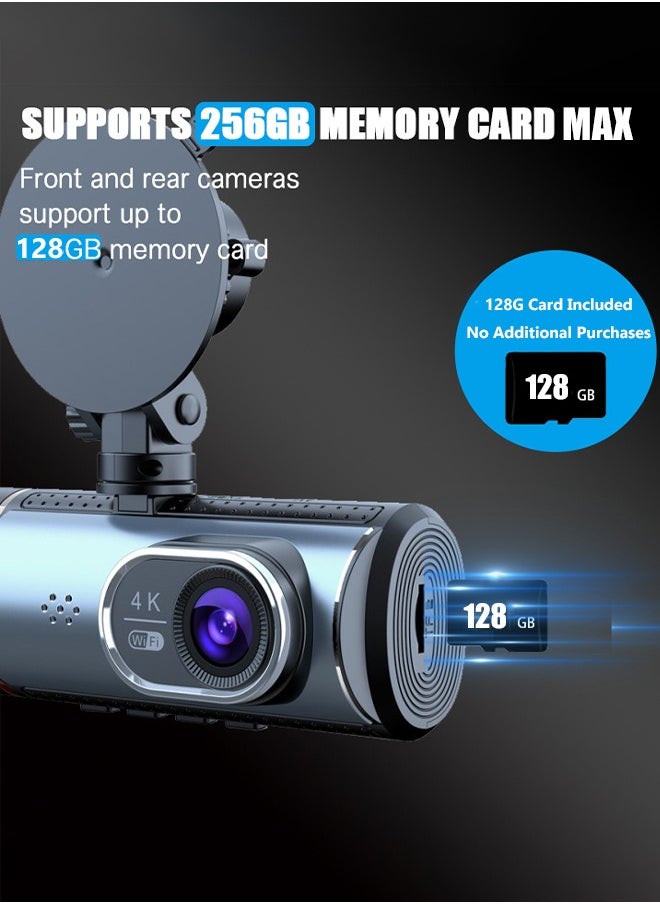 ديقيساند 3 قنوات 4K 4K مسجل فيديو رقمي للسيارة 5G WIFI GPS GPS كاميرا كاميرا كاميرا قيادة السيارة كاميرا مراقبة سوداء 24 ساعة مراقبة ليلية مع بطاقة 128G  - Image 4