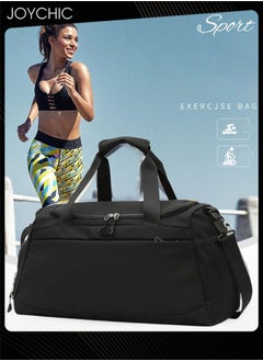 Joychic Sports Gym Bag with Wet Pocket & Shoe Compartment Waterproof Travel Duffel Bags for Women Men Weekender Carry on Overnight Tote Workout Bag for Yoga Swimming Black  - Image 1