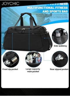 Joychic Sports Gym Bag with Wet Pocket & Shoe Compartment Waterproof Travel Duffel Bags for Women Men Weekender Carry on Overnight Tote Workout Bag for Yoga Swimming Black  - Image 2