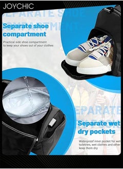 Joychic Sports Gym Bag with Wet Pocket & Shoe Compartment Waterproof Travel Duffel Bags for Women Men Weekender Carry on Overnight Tote Workout Bag for Yoga Swimming Black  - Image 3