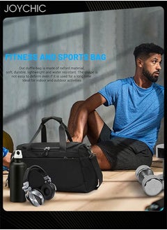 Joychic Sports Gym Bag with Wet Pocket & Shoe Compartment Waterproof Travel Duffel Bags for Women Men Weekender Carry on Overnight Tote Workout Bag for Yoga Swimming Black  - Image 4