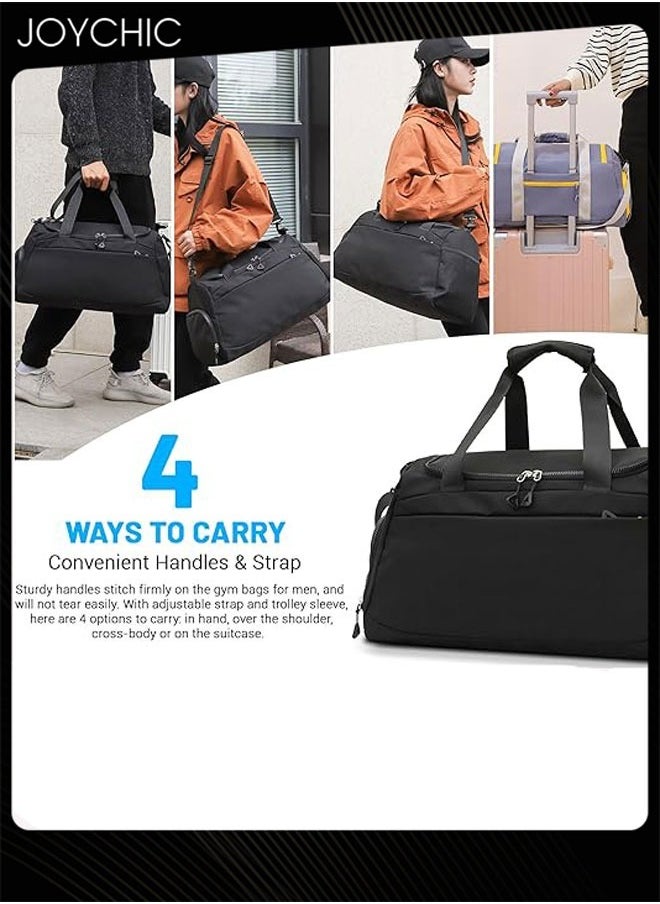 Joychic - Sports Gym Bag with Wet Pocket & Shoe Compartment Waterproof Travel Duffel Bags for Women Men Weekender Carry on Overnight Tote Workout Bag for Yoga Swimming Black - Image 1