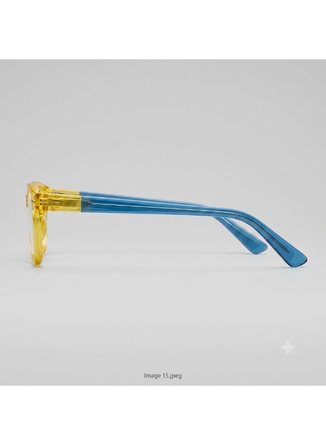 Atom Blue Light Blocking Glasses, AB201-1, Girls / Boys, Shiny Yellow Frame with Blue Temple, 3-10 years - Image 2