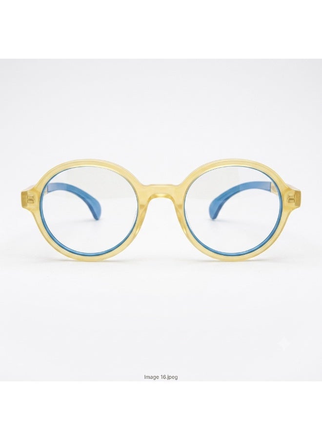 Atom Blue Light Blocking Glasses, AB201-1, Girls / Boys, Shiny Yellow Frame with Blue Temple, 3-10 years - Image 3