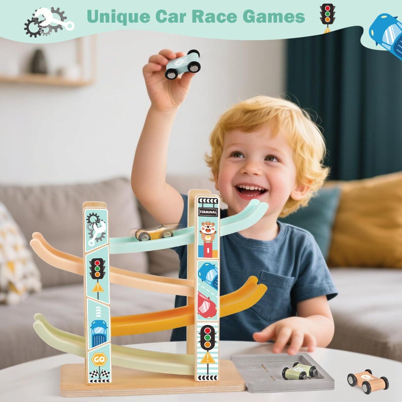 Weilim Wooden Montessori Toys for Toddlers 1-3, Baby Pounding Hammering Toy with Xylophone & Fishing Game, Car Ramp Racer, Stacking Blocks & Shape Sorter, 3 in 1 Learning Multi-Activity Set for 1 + Year Old - Image 4