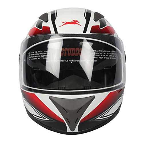 TVS Full Face Motorbike Helmet, ISI DOT Certified, Clear Visor, Graphic XL, White and Red - Image 1