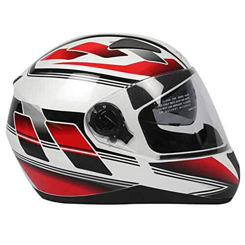 TVS Full Face Motorbike Helmet, ISI DOT Certified, Clear Visor, Graphic XL, White and Red - Image 3