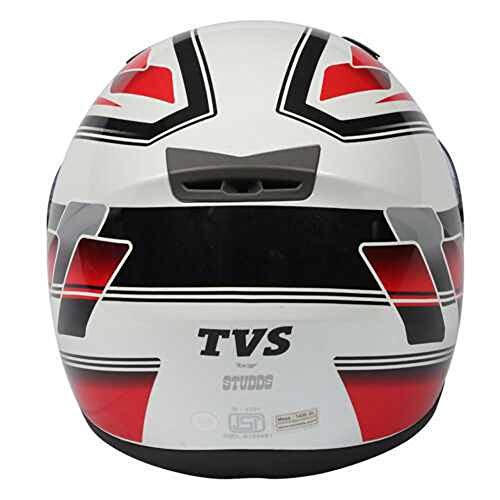 TVS Full Face Motorbike Helmet, ISI DOT Certified, Clear Visor, Graphic XL, White and Red - Image 4