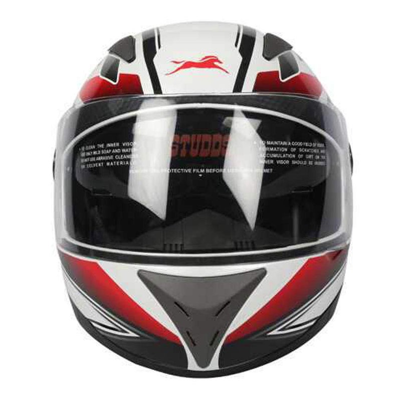 TVS Full Face Motorbike Helmet, ISI DOT Certified, Clear Visor, Graphic XL, White and Red - Image 5