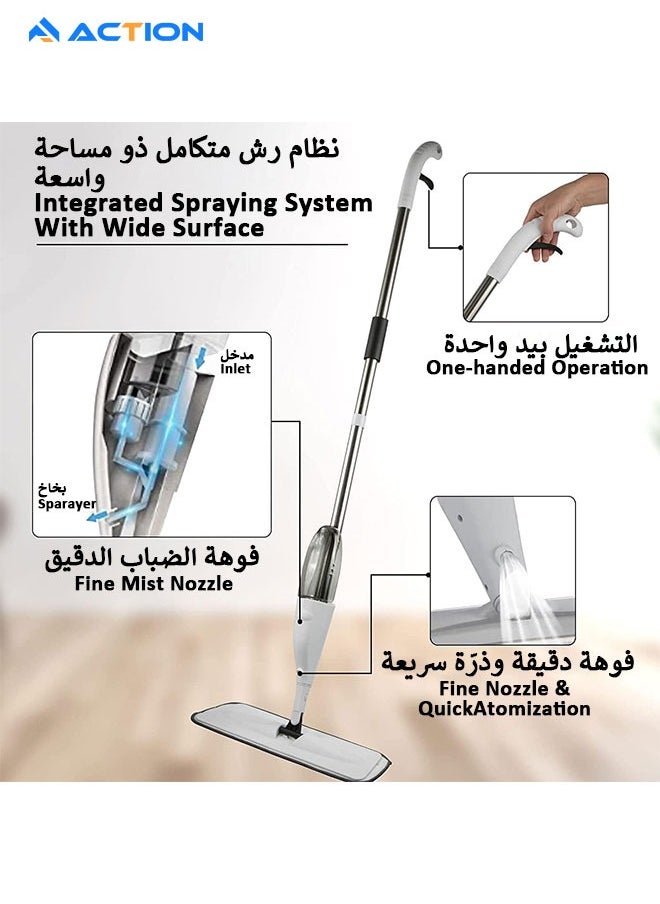 ACTION Spray Wet Mops for Hardwood Floors-  Microfiber Dust Dry Mop with 3 Microfiber Washable Pads Hard Wood Floor Mop with Sprayer Commercial Home Use for Wood Floor Laminate Ceramic Tiles  - Image 3