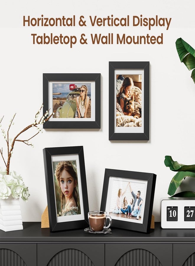 Heimlove مجموعة إطارات صور هايملوف 5x7، ثلاث قطع مع إطار داخلي لعرض صور 4x6، إطار صور بلاستيكي أسود للملصقات والشهادات والوثائق، مناسب للطاولة والجدار. - Image 2