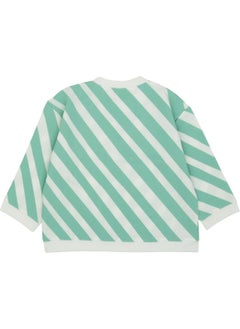 Jrmori Sideways Stripe Printed Sweatshirt with Snap on Shoulders  - Image 2