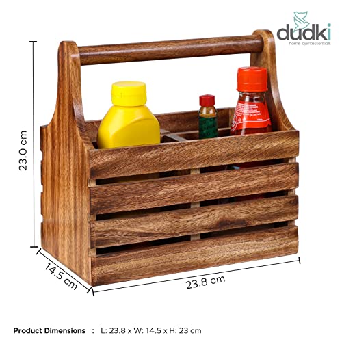 dudki Wooden Cutlery Holder | Spoon Stand for Dining Table | Chammach Stand | Cutlery holder | caddy organizer for Kitchen storage spoons forks knifes tissue paper Dispenser | Mango Wood 4 Section - Image 2