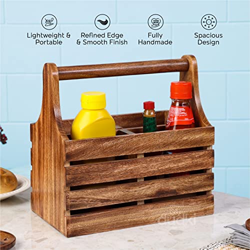 dudki Wooden Cutlery Holder | Spoon Stand for Dining Table | Chammach Stand | Cutlery holder | caddy organizer for Kitchen storage spoons forks knifes tissue paper Dispenser | Mango Wood 4 Section - Image 5