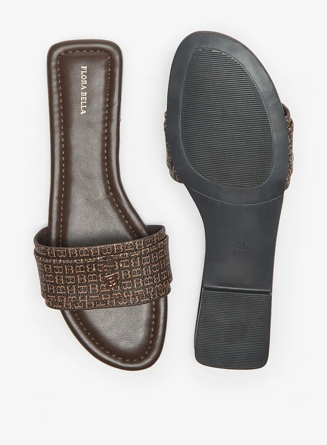 فلورا بيلا من شو إكسبرس Monogram Print Slip-On Sandals with Logo Accent