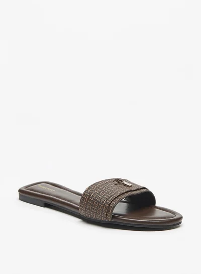 فلورا بيلا من شو إكسبرس Monogram Print Slip-On Sandals with Logo Accent