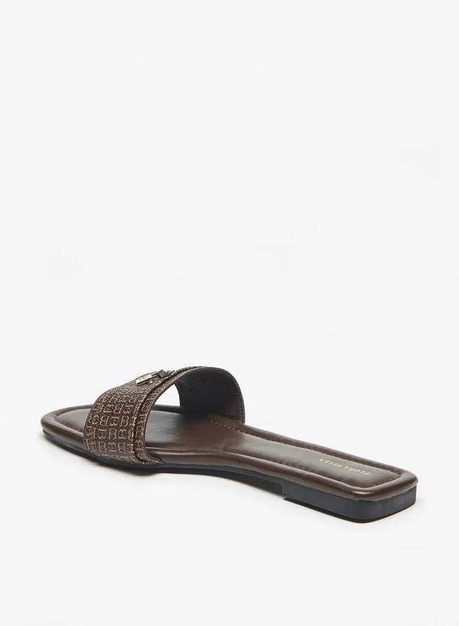 فلورا بيلا من شو إكسبرس Monogram Print Slip-On Sandals with Logo Accent