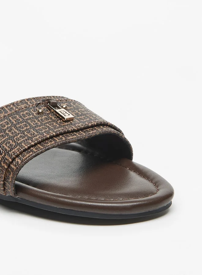 فلورا بيلا من شو إكسبرس Monogram Print Slip-On Sandals with Logo Accent