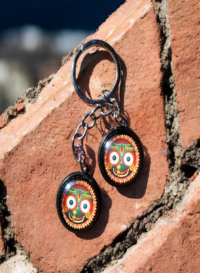 Rockshok Metal Key Chain for Various Uses - Lord Jagganath Round Shape Multicolor - Image 3