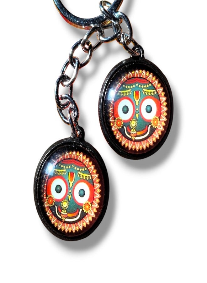 Rockshok Metal Key Chain for Various Uses - Lord Jagganath Round Shape Multicolor - Image 4