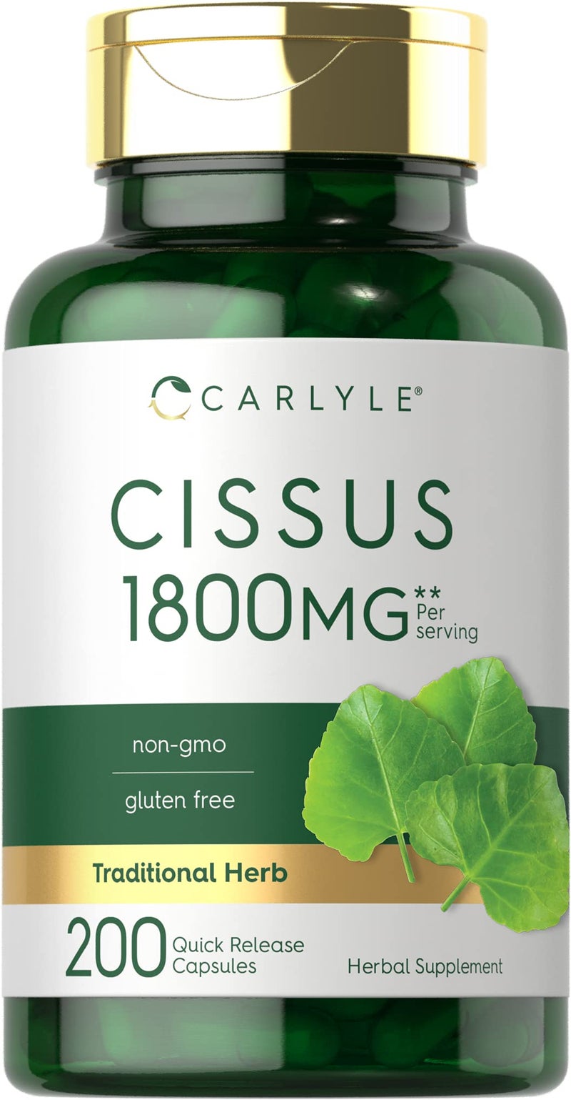 Carlyle Cissus Quadrangularis 1800mg 200 Capsules Traditional Herb Extract Supplement NonGMO and Gluten Free Formula