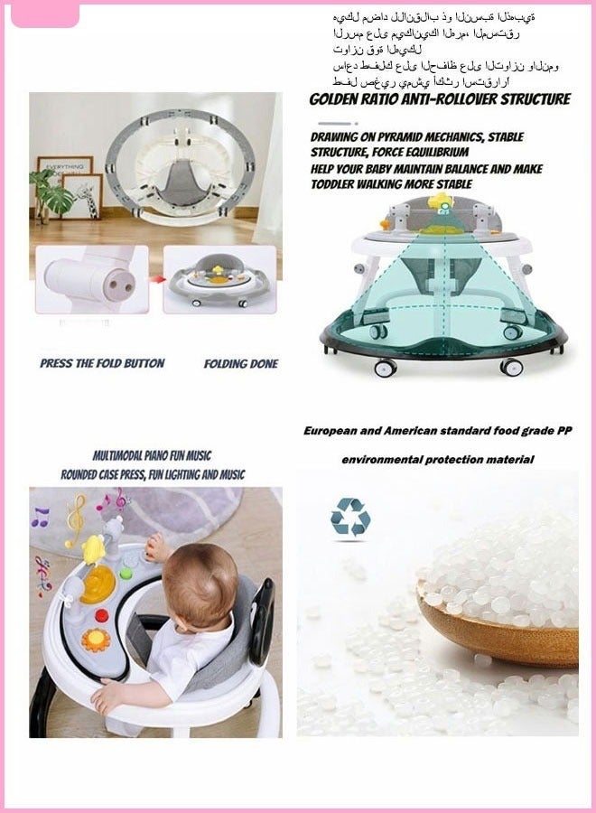 ميكسد مشية أطفال متعددة الوظائف قابلة للطي ، 3 في 1 طفل صغير يتعلم المشي خلف عجلات خلفية قابلة للتعديل ، مزلاج أمان وغطاء مقعد قابل للإزالة - Image 4