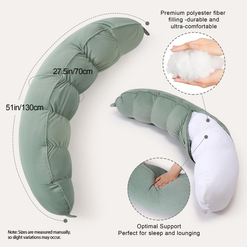 Ailuteie Peallow(Pat. Pend) â€“ Long Round Body Pillow for Adults, Bolster Pillow for Sleeping, Soft and Supportive Pillow for Sleeping & Lumbar Support(Willow Green,39") - Image 3