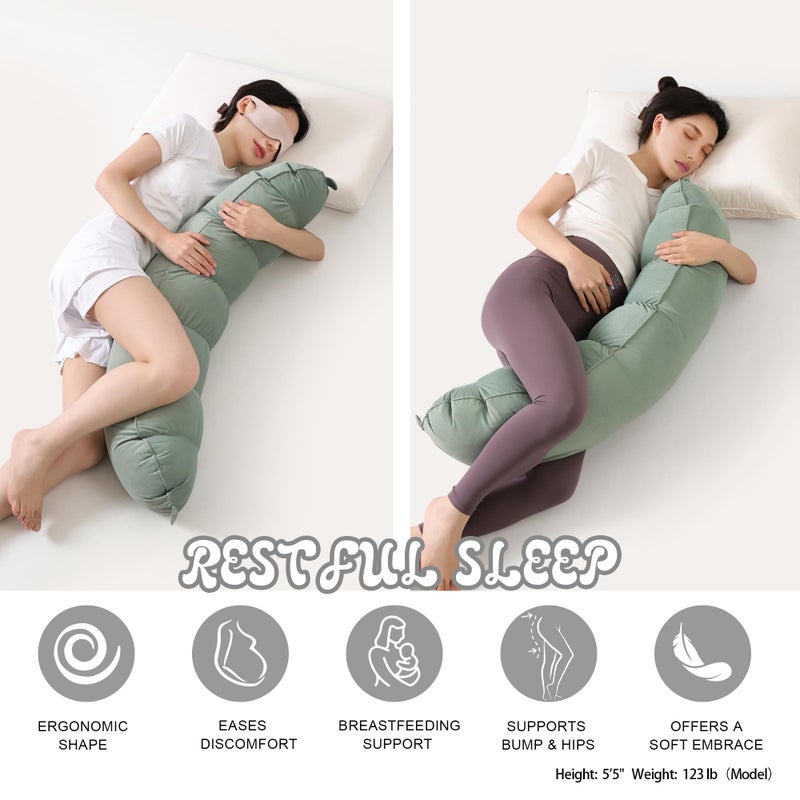 Ailuteie Peallow(Pat. Pend) â€“ Long Round Body Pillow for Adults, Bolster Pillow for Sleeping, Soft and Supportive Pillow for Sleeping & Lumbar Support(Willow Green,39") - Image 5