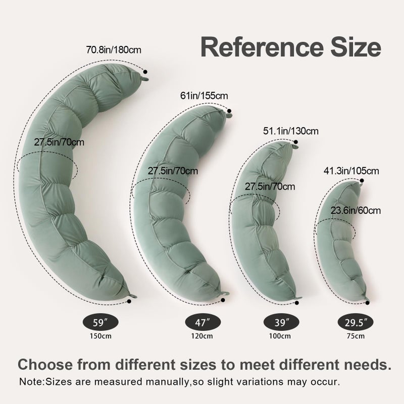 Ailuteie Peallow(Pat. Pend) â€“ Long Round Body Pillow for Adults, Bolster Pillow for Sleeping, Soft and Supportive Pillow for Sleeping & Lumbar Support(Willow Green,39") - Image 2