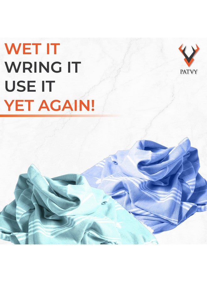 PATVY Bath Towels|Light Weight Turkish Style Bath Towels For Men Large Size Cotton 75X150Cm Quick Absorption&Faster Drying Bath Towel For Women 100% Cotton Pack Of 2, Water Green & Royal Blue, 90 TC - Image 3