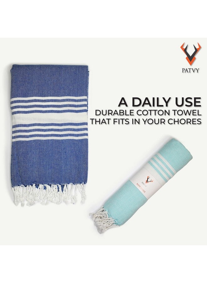PATVY Bath Towels|Light Weight Turkish Style Bath Towels For Men Large Size Cotton 75X150Cm Quick Absorption&Faster Drying Bath Towel For Women 100% Cotton Pack Of 2, Water Green & Royal Blue, 90 TC - Image 4
