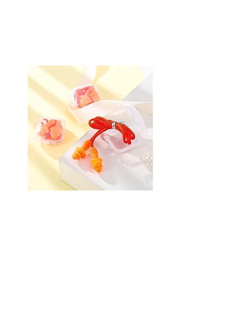Reusable Silicone Ear Plugs, Waterproof Noise Reduction Earplugs for Sleeping, Swimming, Snoring, Concerts 2 Pairs