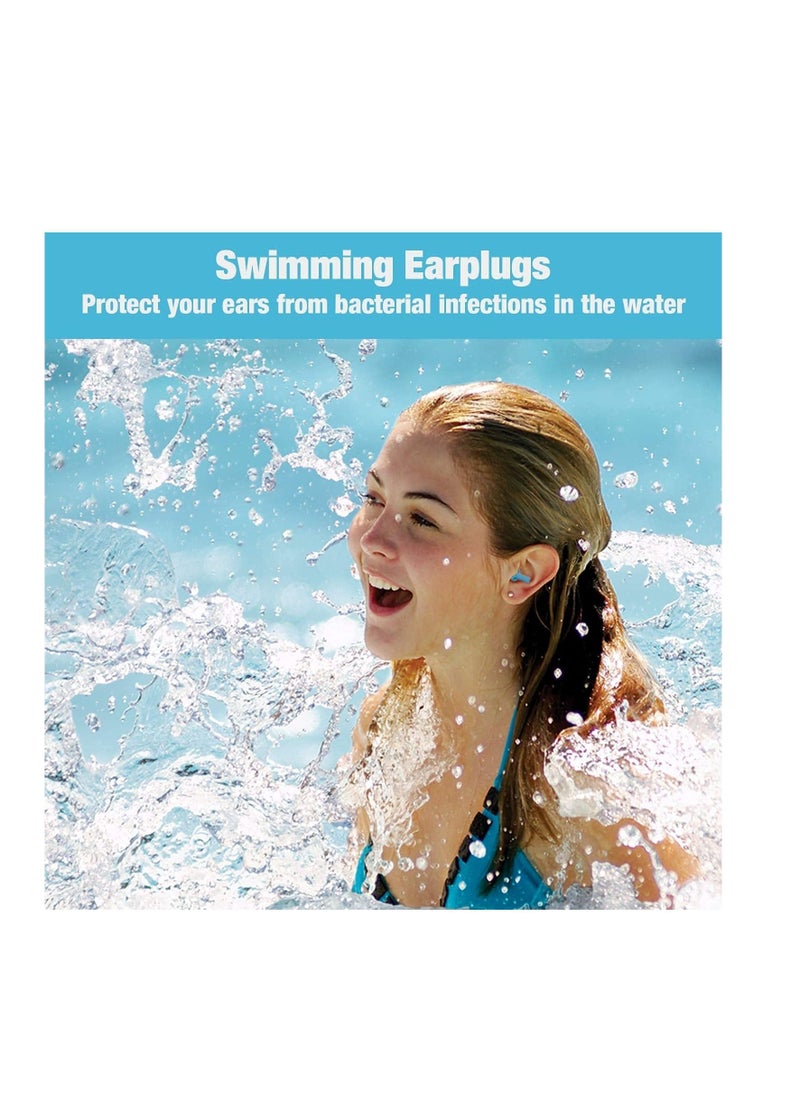 Reusable Silicone Ear Plugs, Waterproof Noise Reduction Earplugs for Sleeping, Swimming, Snoring, Concerts 2 Pairs
