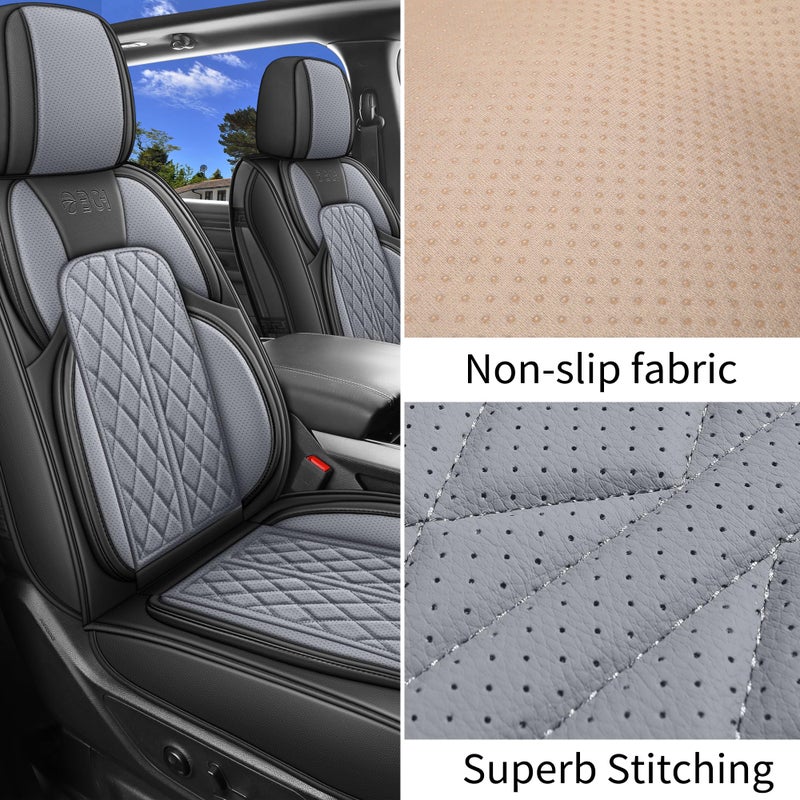 DuDuWang Car Seat Cover Custom Fit for Dodge Ram 1500 2500 3500 2002-2026 Faux Leather Seat Cover Set Compatible with Crew Quad Regular Cab Pickup Truck Cushions (Black & Grey, Front Seat) - Image 4