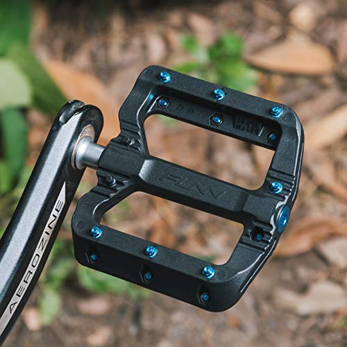 Funn Black Magic Plastic Flat Mountain Bike Pedal Set - Lightweight Wide Platform Bicycle Pedals for Stability, 9/16-inch CrMo Axle Bike Pedals for MTB/BMX/Urban/Gravel Riding (Gold Pins) - Image 4
