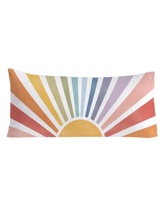 PIUD Boho Colorful Sun Sunshine 20x54 Body Pillow Cover, Boho Room Decor, Mid Century Modern Horizontal Sun Sunset Sunrise Decorative Long Body Pillow Cases for Bed Couch - Image 1