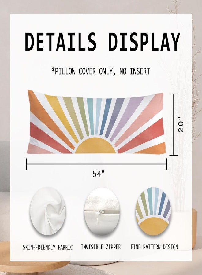 PIUD Boho Colorful Sun Sunshine 20x54 Body Pillow Cover, Boho Room Decor, Mid Century Modern Horizontal Sun Sunset Sunrise Decorative Long Body Pillow Cases for Bed Couch - Image 2