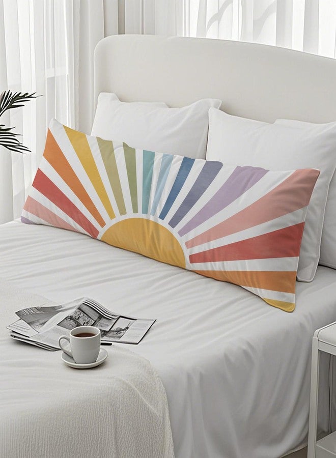 PIUD Boho Colorful Sun Sunshine 20x54 Body Pillow Cover, Boho Room Decor, Mid Century Modern Horizontal Sun Sunset Sunrise Decorative Long Body Pillow Cases for Bed Couch - Image 4