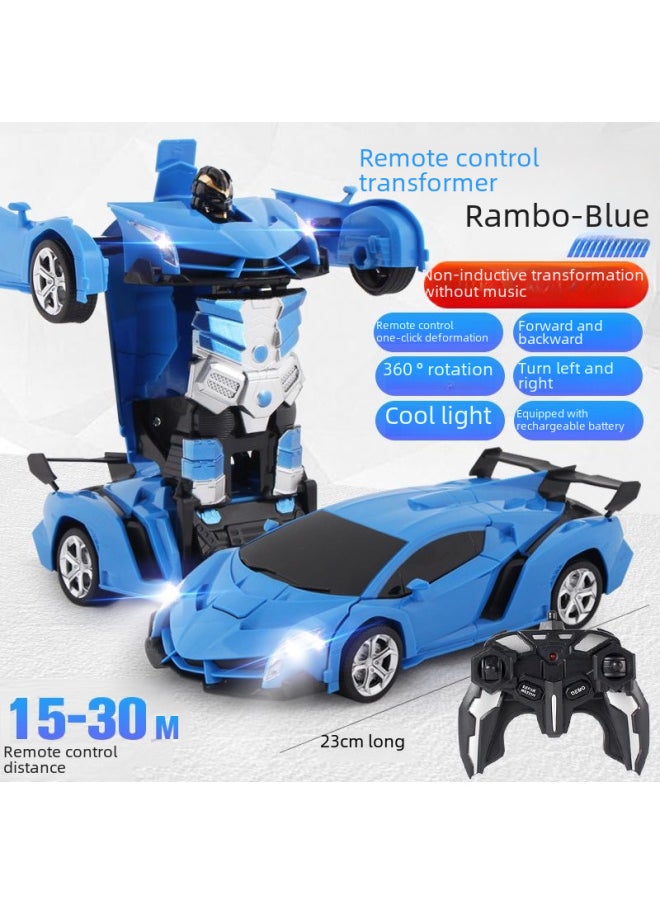 Generic Children's Remote Control Transforming Car Toy Rechargeable Drift 118 One-click Transformation Robot Dinosaur Toy-Color:Remote Control Deformed Red (40HMZ)-Proportion:1:18  - Image 3