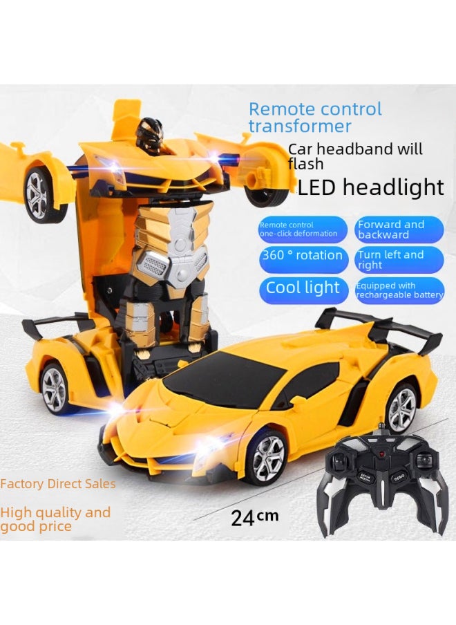 Generic Children's Remote Control Transforming Car Toy Rechargeable Drift 118 One-click Transformation Robot Dinosaur Toy-Color:Remote Control Deformed Red (40HMZ)-Proportion:1:18  - Image 4
