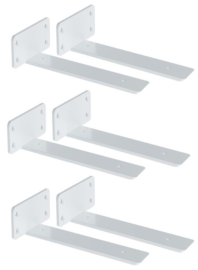 زجو أقواس رفوف عائمة من ZGO، أقواس رفوف شديدة التحمل، أقواس معدنية بيضاء على شكل حرف L للرفوف، أقواس جدارية للرفوف، أدوات تثبيت رفوف عائمة مقاس 10 بوصات (عبوة من 6 قطع) - Image 3