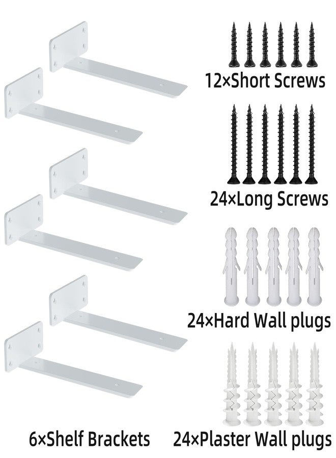 زجو أقواس رفوف عائمة من ZGO، أقواس رفوف شديدة التحمل، أقواس معدنية بيضاء على شكل حرف L للرفوف، أقواس جدارية للرفوف، أدوات تثبيت رفوف عائمة مقاس 10 بوصات (عبوة من 6 قطع) - Image 4