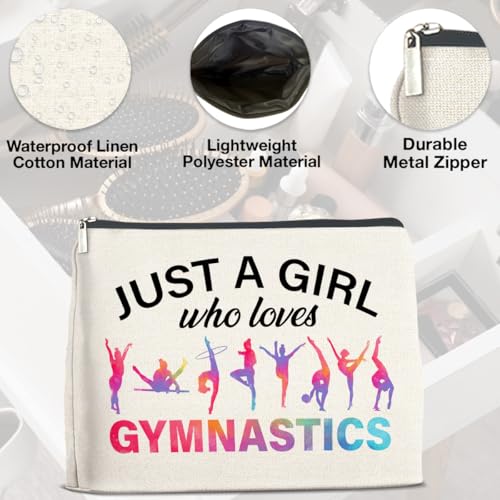 UPNEGE Gymnastics Gifts Makeup Bag Gymnastics Gifts for Women Cheerleader Gymnast Cosmetic Bag Just a Girl Who Loves Gymnastics Zipper Makeup Pouch Gift - Image 3
