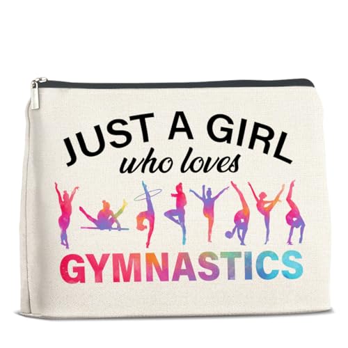 UPNEGE Gymnastics Gifts Makeup Bag Gymnastics Gifts for Women Cheerleader Gymnast Cosmetic Bag Just a Girl Who Loves Gymnastics Zipper Makeup Pouch Gift - Image 1