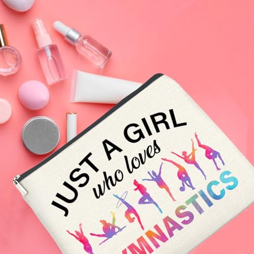 UPNEGE Gymnastics Gifts Makeup Bag Gymnastics Gifts for Women Cheerleader Gymnast Cosmetic Bag Just a Girl Who Loves Gymnastics Zipper Makeup Pouch Gift - Image 5
