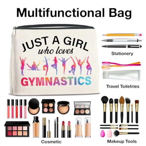 UPNEGE Gymnastics Gifts Makeup Bag Gymnastics Gifts for Women Cheerleader Gymnast Cosmetic Bag Just a Girl Who Loves Gymnastics Zipper Makeup Pouch Gift - Image 4