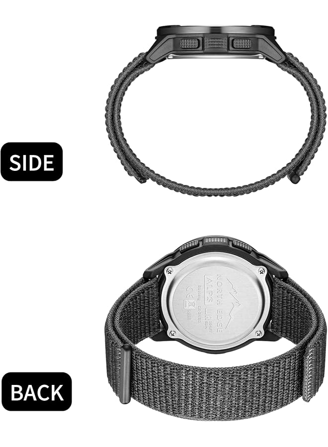 Excefore Tactical Watches For Men Military Sport Watches With Carbon Fiber Case Lightweight Waterproof Watch For Women And Men Digital Fitness Watches With Compass Step Counter Metronome 5Atm Black - Image 3