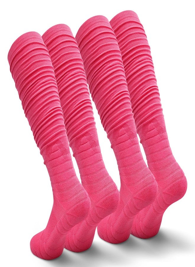 IRAMY Scrunch Ultra Long Football Socks 2 Packs Combed Cotton With Ankle Support Padded Knee High Socks Tube Sock Youth Adult - Image 1